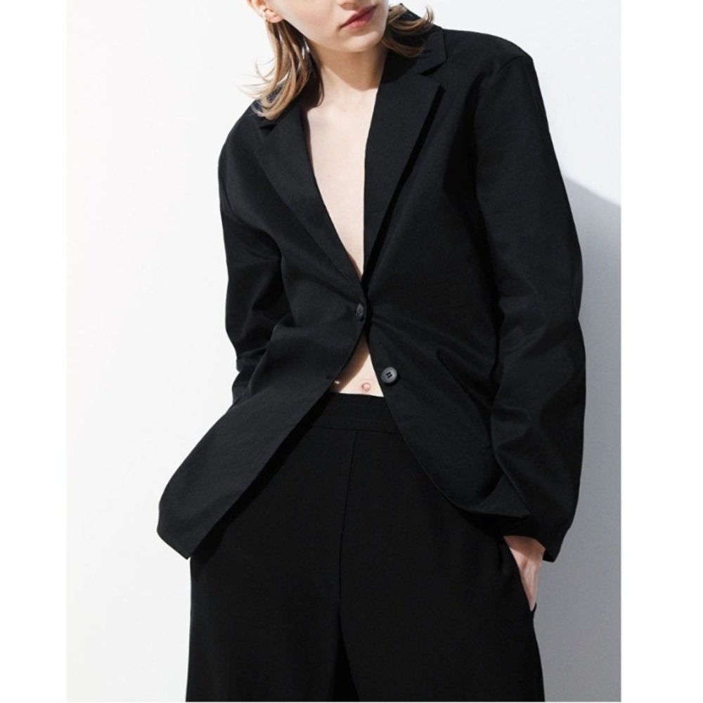 NWT COS ATELIER The Waisted Black Linen Blazer - Size 2